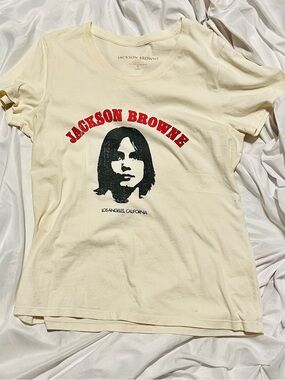 1980s Jackson Browne Cream T-Shirt with Logo XL